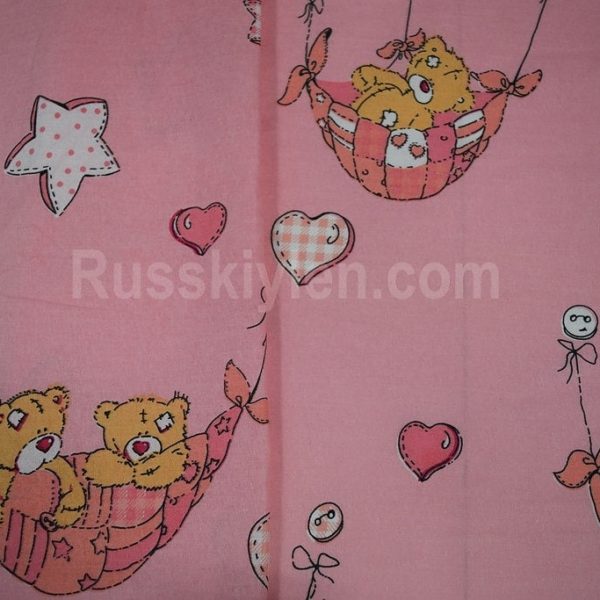 Ткань хлопок бязь Мишки Тедди на розовом