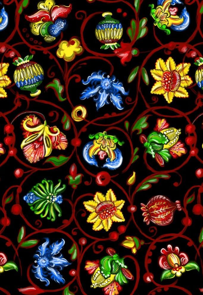 Ткань чудные русские цветы