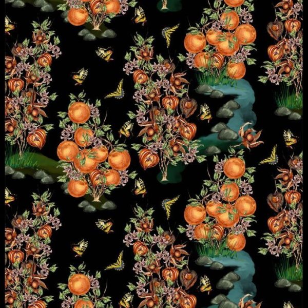Ткань с физалисами и апельсинами